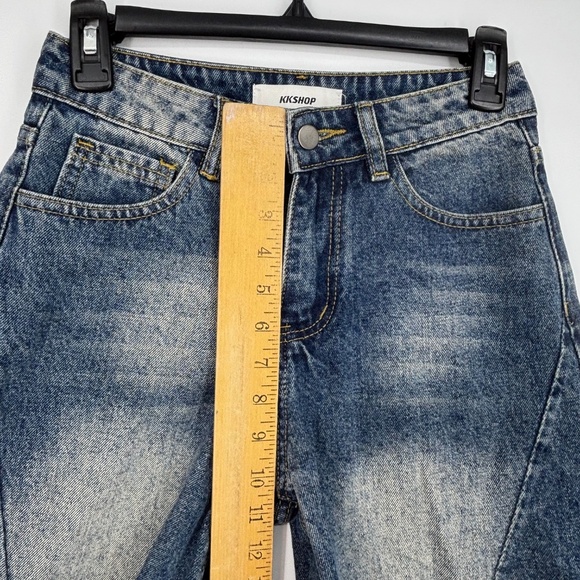 KKSHOP Womens Small XS 160/64A Bermuda Jean Shorts Wide Leg Blue Denim 5-Pocket - Picture 5 of 11